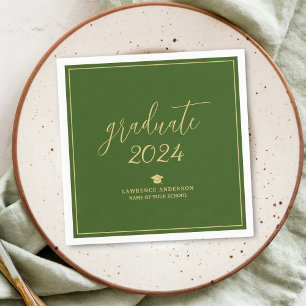 Serviette En Papier Élégant Forest Green 2024 Graduate Graduate Gradua