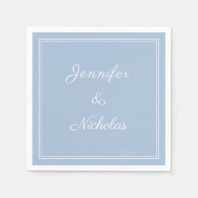 Serviette En Papier Elegant Formal Powder Blue Script Wedding (Devant)