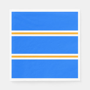 Serviette En Papier Élégant Fun Bleu Bleu Jaune Blanc Stripes De Cours
