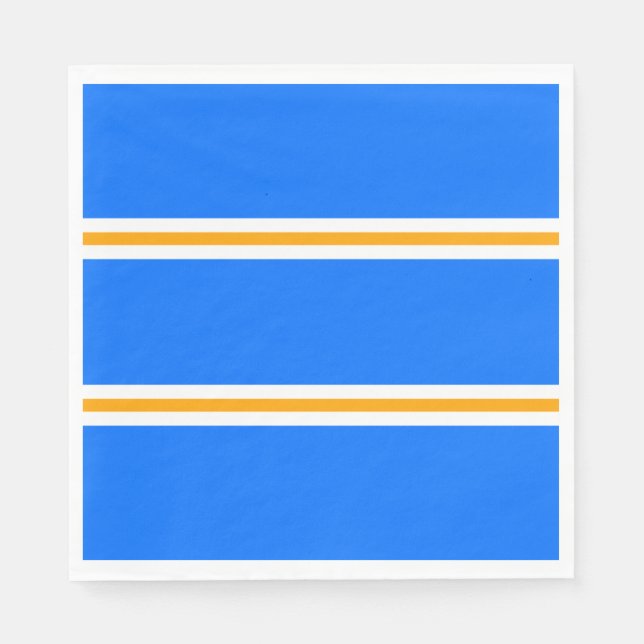 Serviette En Papier Élégant Fun Bleu Bleu Jaune Blanc Stripes De Cours (Devant)