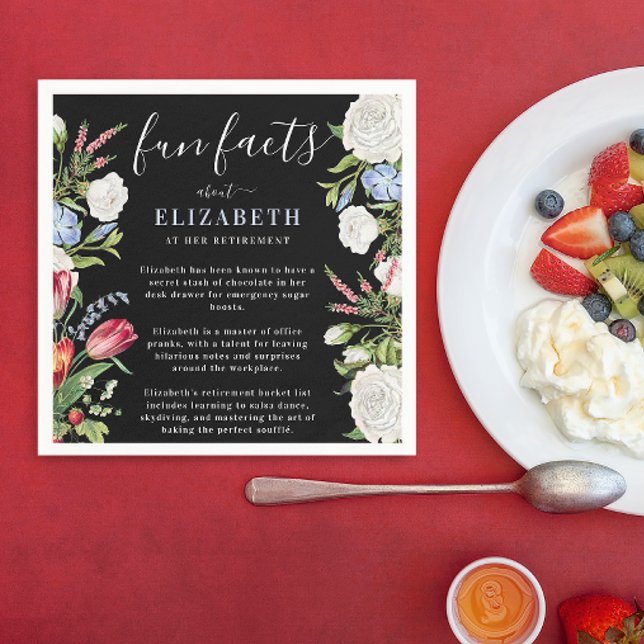 Serviette En Papier Élégant Fun Facts Moderne Script Pastel Floral (Créateur téléchargé)