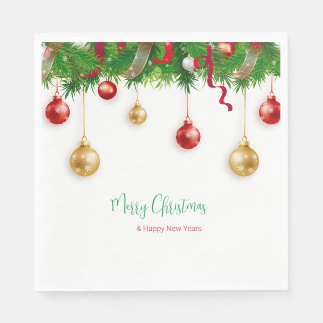 Serviette En Papier Elégant garde-robe de Noël avec ornements (Devant)