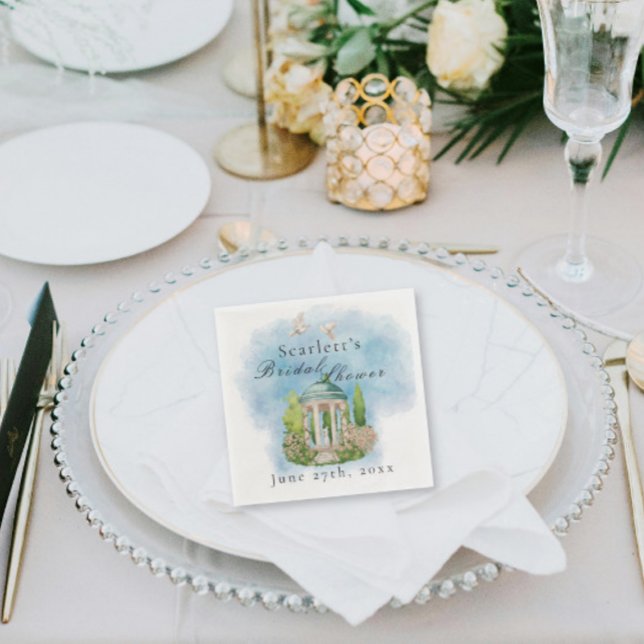 Serviette En Papier Elégant Gazebo colombes Fête des mariées de fleurs (Créateur téléchargé)