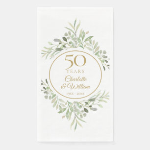 Serviette En Papier Elégant Gold 50ème Mariage Anniversaire de verdure
