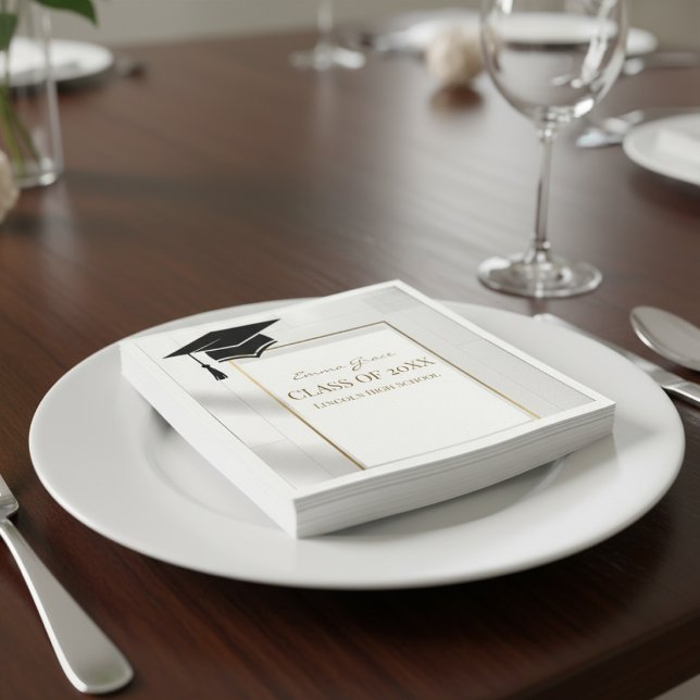 Serviette En Papier Elegant Gold and Black Graduation Party (Créateur téléchargé)