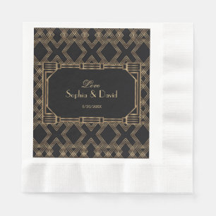 Serviette En Papier Elégant Gold Black Great Gatsby 1920 Mariage
