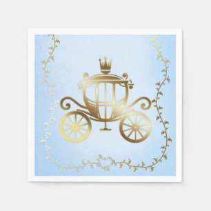 Serviette En Papier Elégant Gold Carriage Blue Storybook Royal