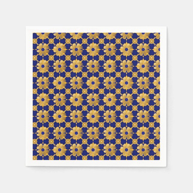 Serviette En Papier "Elegant Gold Floral Napkins – Luxury Event Decor" (Devant)