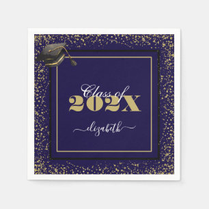 Serviette En Papier Élégant Gold Graduation Class of 2025 Nom personna
