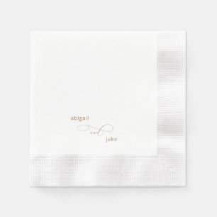 Serviette En Papier Élégant Gold Names Mariage Cocktail en boîte