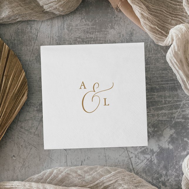 Serviette En Papier Elegant Gold Script Monogram Wedding Napkins (Créateur téléchargé)