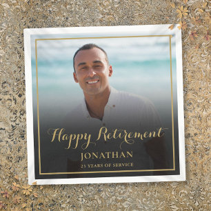 Serviette En Papier Elégant Gold Script Retraite Party Photo