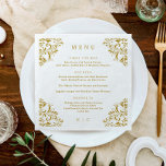 Serviette En Papier Elegant Gold Vintage Classic Mariage Menu<br><div class="desc">Vos serviettes de mariage ou de répétition double comme des menus! Ces serviettes à la carte de mariage vintage classique sont parfaites pour une réception de mariage élégante ou une autre fête de mariage. Ils disposent d'une vintage bordure ornée avec une calligraphie moderne et élégante. Voir tous les produits or...</div>