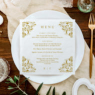 Serviette En Papier Elegant Gold Vintage Classic Mariage Menu