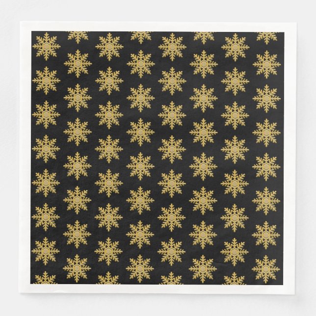 Serviette En Papier Élégant Golden Snowflakes Papier Napkin (Devant)
