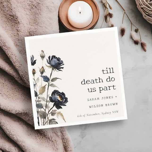 Serviette En Papier Elégant gothique noir Rose noir Mariage (Créateur téléchargé)