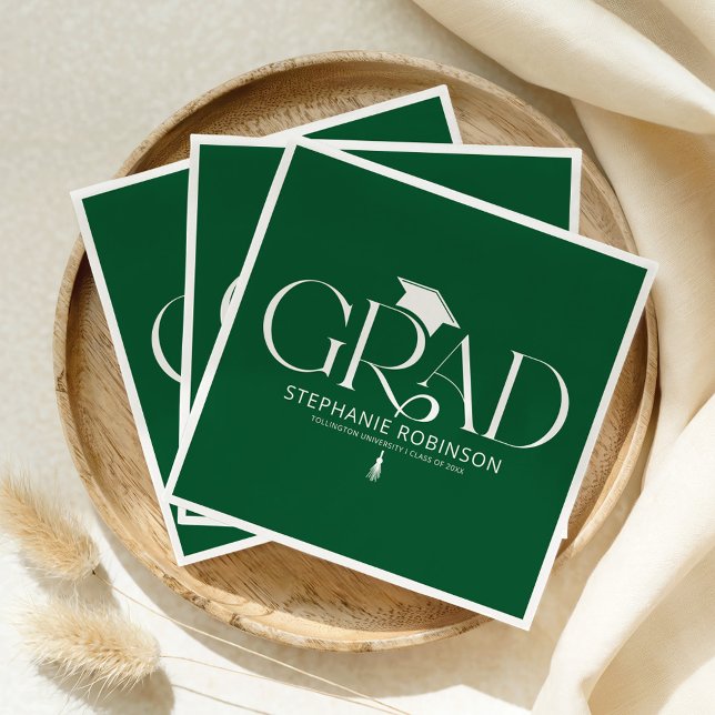 Serviette En Papier Elegant Graduation Tassel Green (Créateur téléchargé)