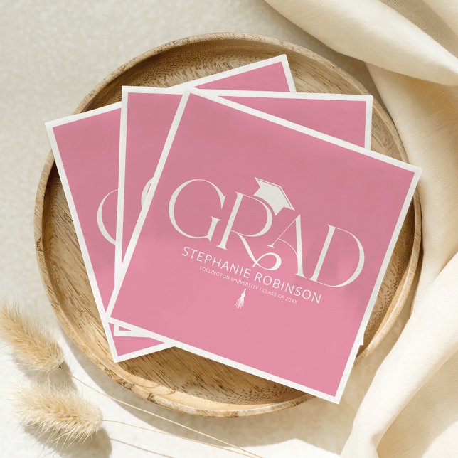 Serviette En Papier Elegant Graduation Tassel Pink (Créateur téléchargé)