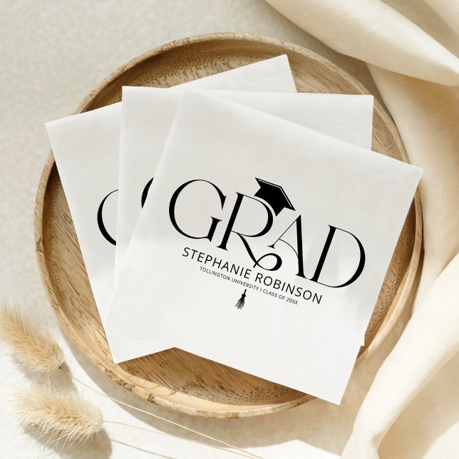 Serviette En Papier Elegant Graduation Tassel White (Créateur téléchargé)