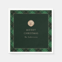 Serviette En Papier Elegant Green Plaid Merry Christmas Holiday Party