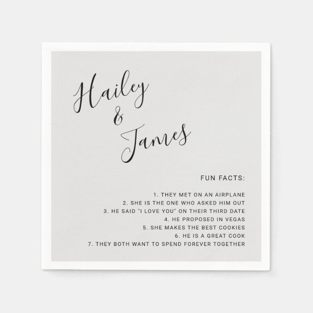 Serviette En Papier Élégant gris Mariage moderne (Devant)