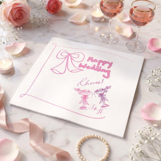 Serviette En Papier Elegant hand drawn pink minimalist cocktail