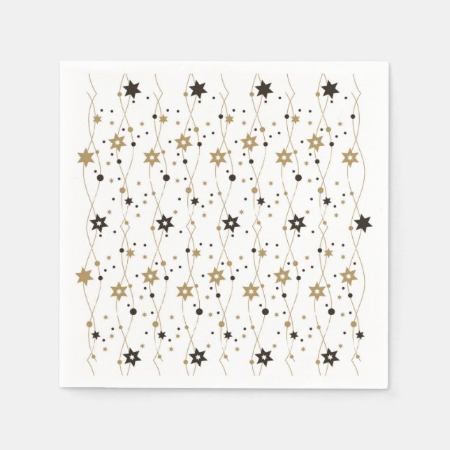 Serviette En Papier Élégant Hanoukka Stars (Devant)
