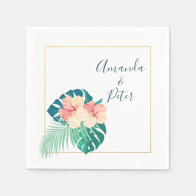 Serviette En Papier Élégant Hawaiian Hibiscus papier Mariage Napkins (Devant)