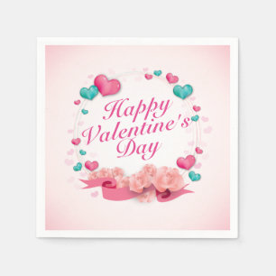 Serviette En Papier Élégant Heureuse Sainte-Valentin Coeurs bonbons Na