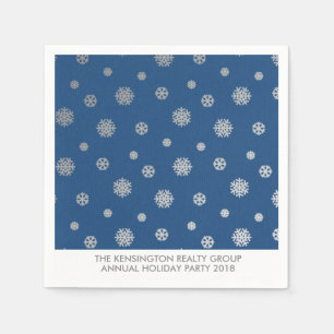 Serviette En Papier Élégant hiver Silver Blue Snowflakes vacances