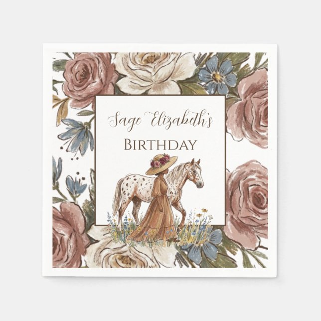 Serviette En Papier Elegant Horse Lover Birthday  (Devant)
