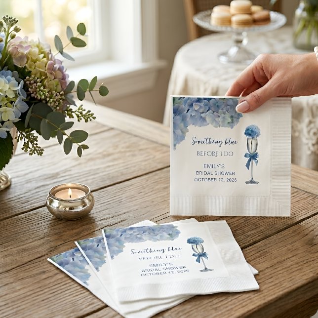 Serviette En Papier Élégant Hydrangea Floral Bleu pour une Fête  (Créateur téléchargé)