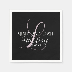 Serviette En Papier Élégant initiale de rose de script pour cadeau de 