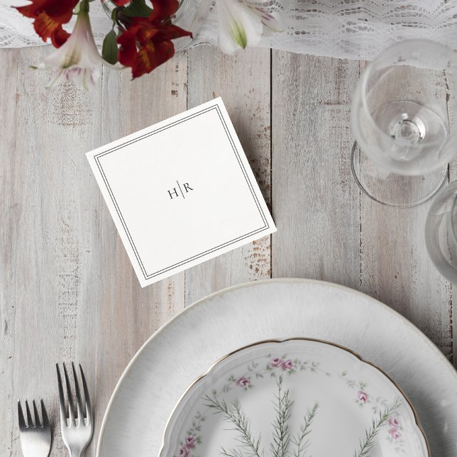 Serviette En Papier Elegant Initials Modern Wedding Napkin (Créateur téléchargé)