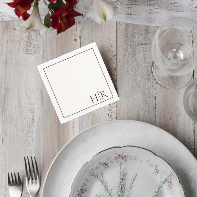 Serviette En Papier Elegant Initials Wedding Napkins (Créateur téléchargé)