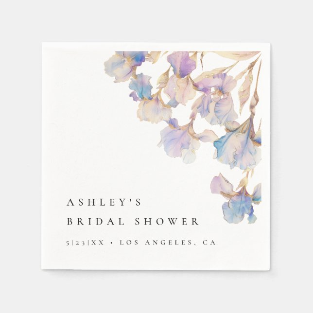 Serviette En Papier Élégant Iris Baby Shower Mariage (Devant)