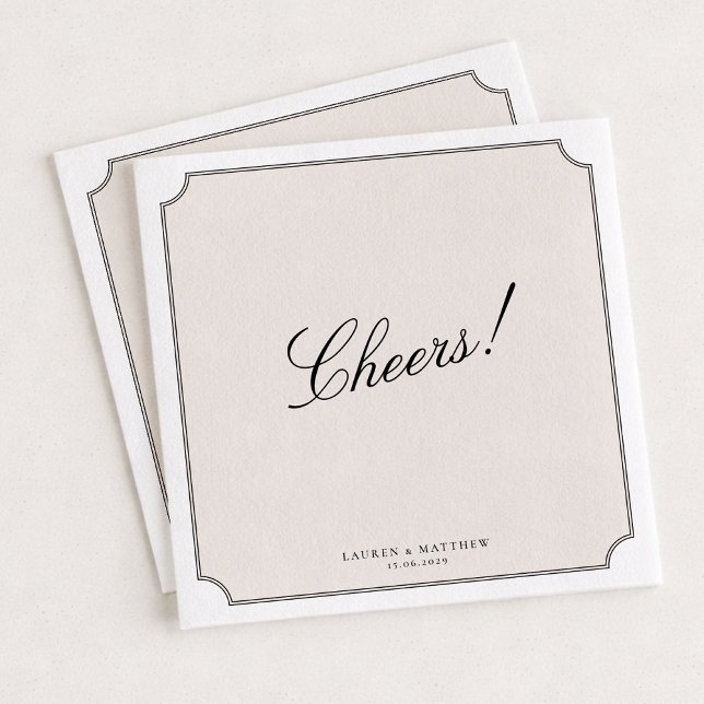 Serviette En Papier Elegant Ivory Double Frame Wedding Napkins (Créateur téléchargé)