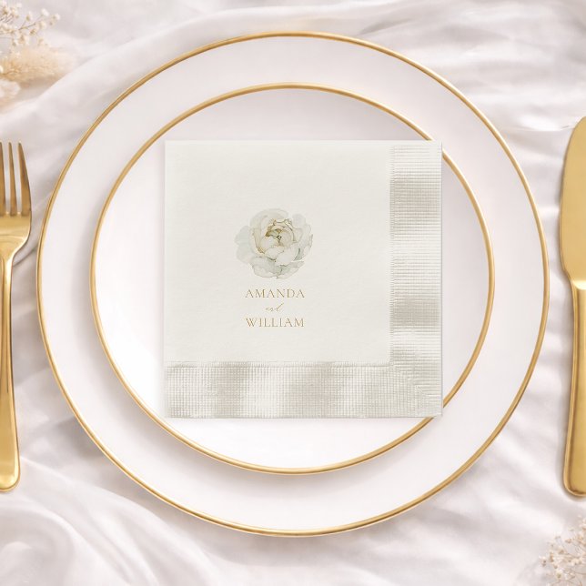 Serviette En Papier Elegant Ivory Floral Wedding (Créateur téléchargé)
