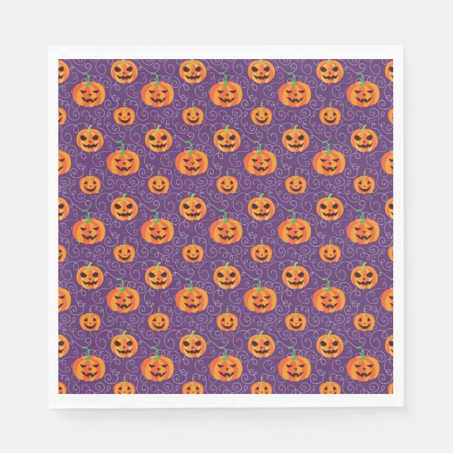 Serviette En Papier Élégant Jack O'Lanterns (Devant)