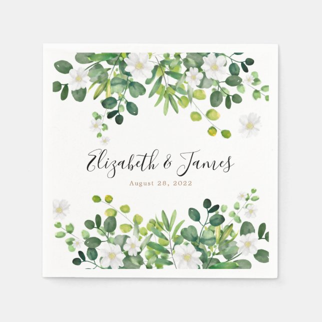 Serviette En Papier Elégant jardin botanique fleuri Eucalyptus Mariage (Devant)