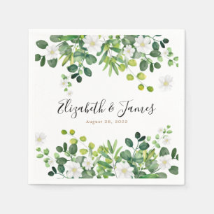 Serviette En Papier Élégant Jardin Floral Botanique Eucalyptus Mariage