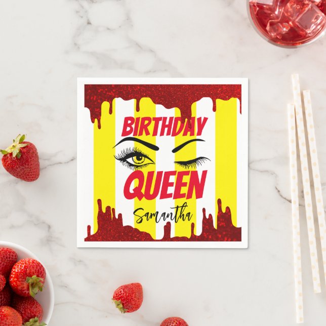 Serviette En Papier Elégant Jaune Anniversaire 18ème | 21e | 40e | 50e (En situation)