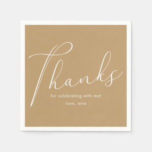 Serviette En Papier Élégant Jaune Merci de la fête de graduation Scrip