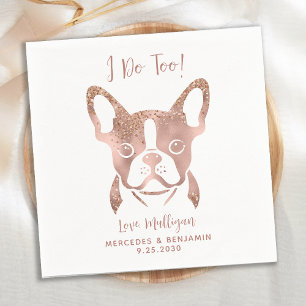 Serviette En Papier Élégant je fais trop Rose français Bulldog Mariage
