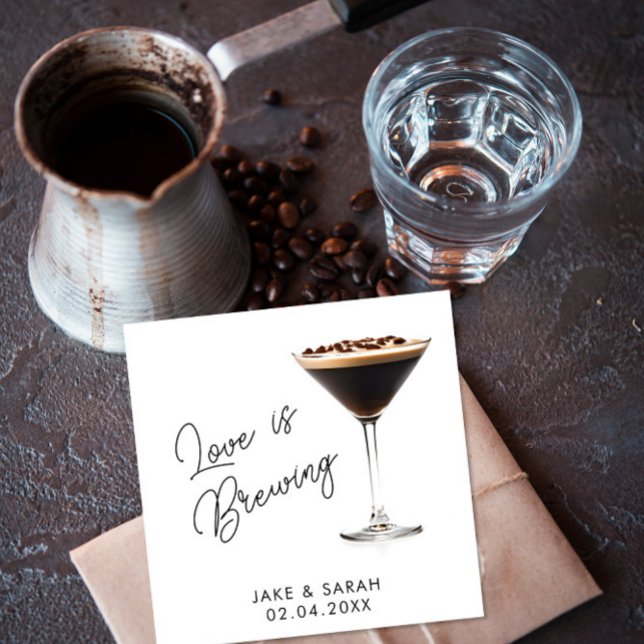 Serviette En Papier Elégant "L'amour brasse" Espresso Martini Thème (Créateur téléchargé)