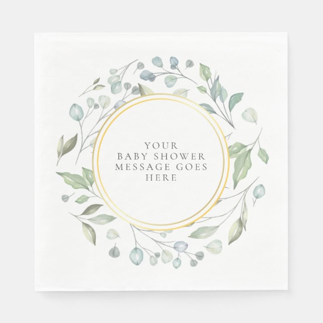 Serviette En Papier Elegant Laurel Garland Baby shower Message (Devant)