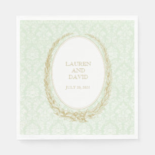 Serviette En Papier Elegant Laurel Wreath Damas vert