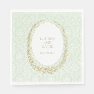 Serviette En Papier Elegant Laurel Wreath | Damas vert
