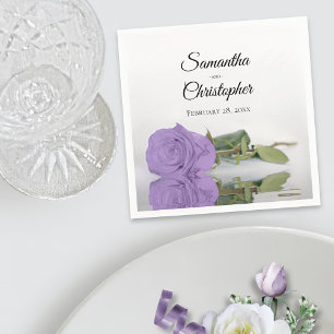 Serviette En Papier Élégant Lavande à longue tige violet Rose Mariage
