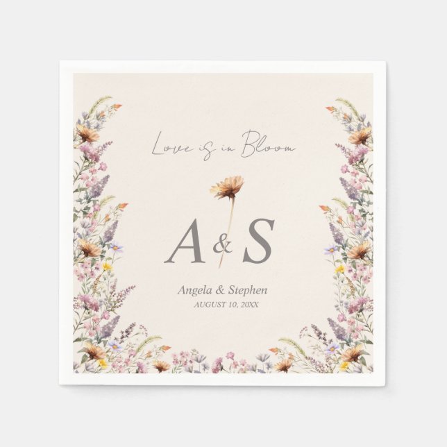Serviette En Papier Elegant Lavender, blush and cream Wildflowers (Devant)